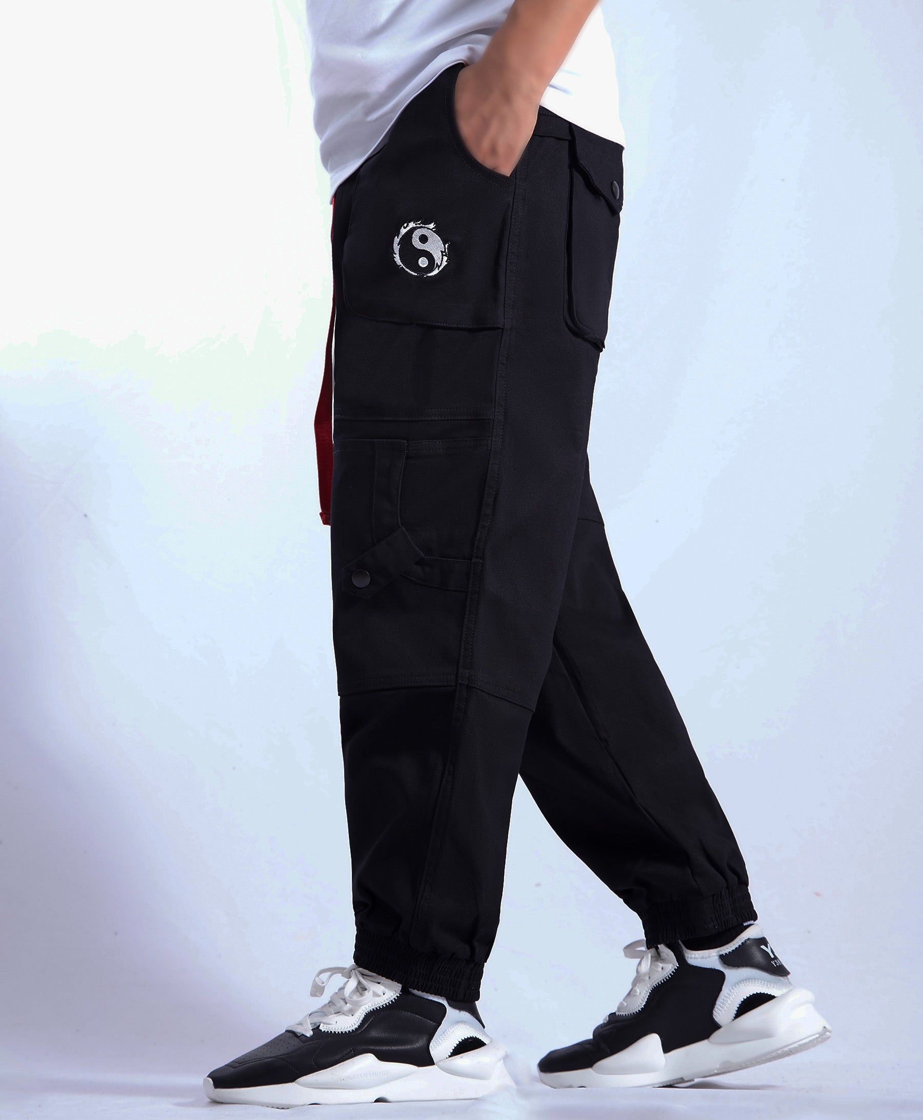 IBP332 Yin Yang Black Cargo Pants